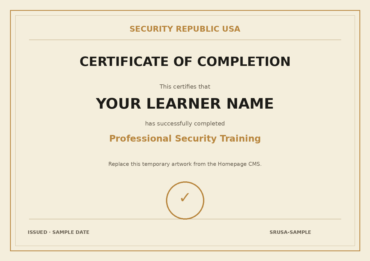 Security Republic USA certificate preview